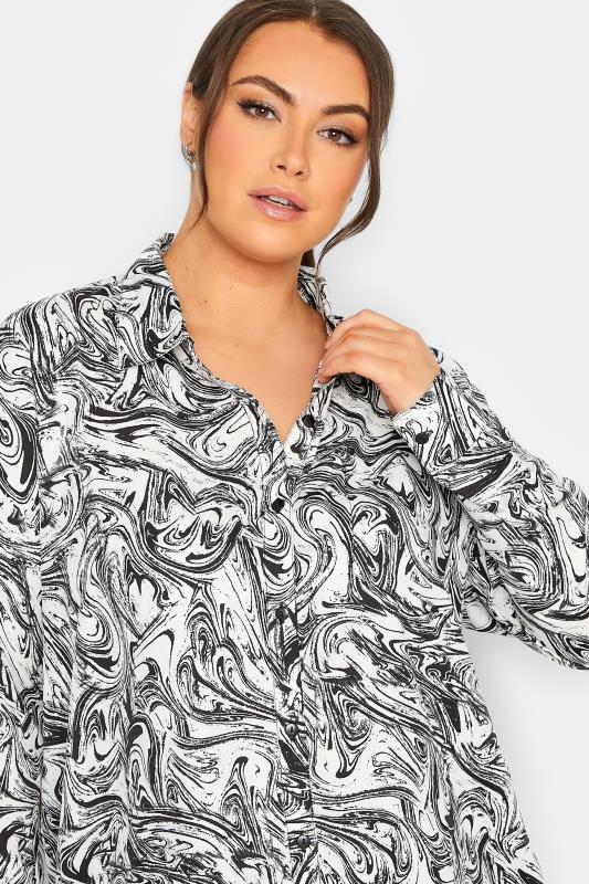 Curve Plus-Size Marble White & Black Shirt | Yours Clothing 4