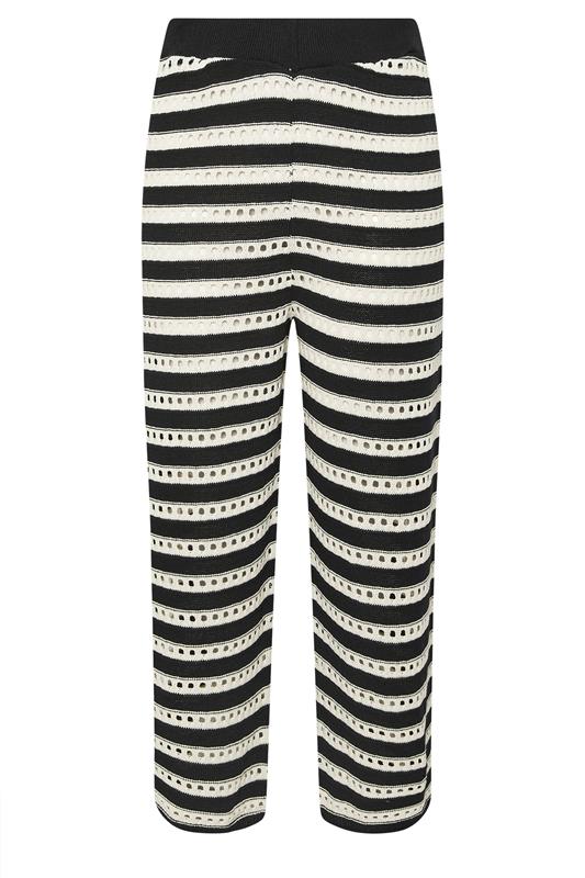 LIMITED COLLECTION Plus Size Black & White Stripe Crochet Wide Leg Trousers | Yours Clothing 6