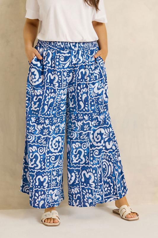 EVANS Plus Size Blue Abstract Print Set | Evans 5