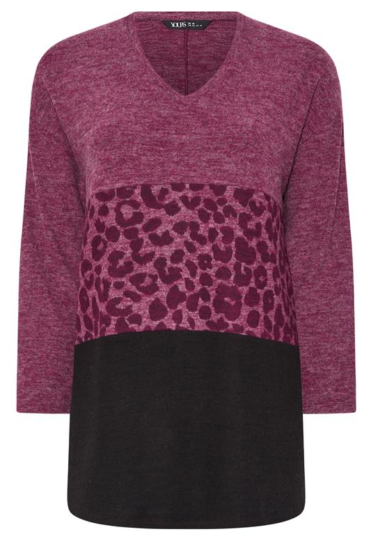 YOURS Plus Size Pink Animal Print Colourblock Top | Yours Clothing 5