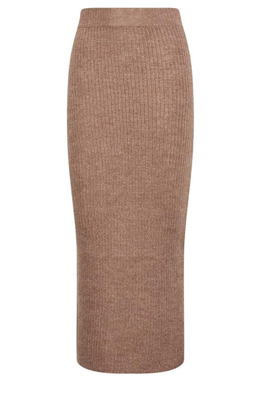 LTS Tall Beige Brown Midi Knitted Skirt | Long Tall Sally 4