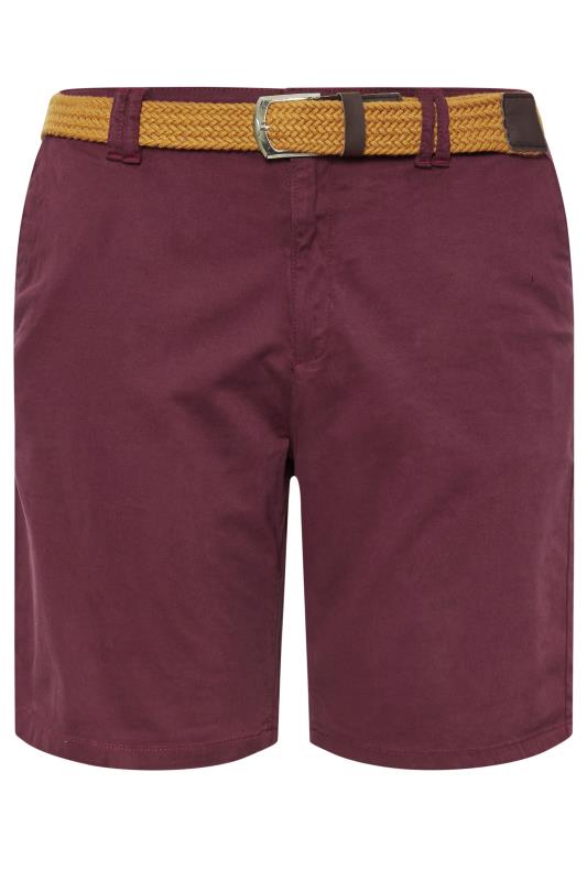 KAM Big & Tall Burgundy Red Belted Chino Shorts | BadRhino 2