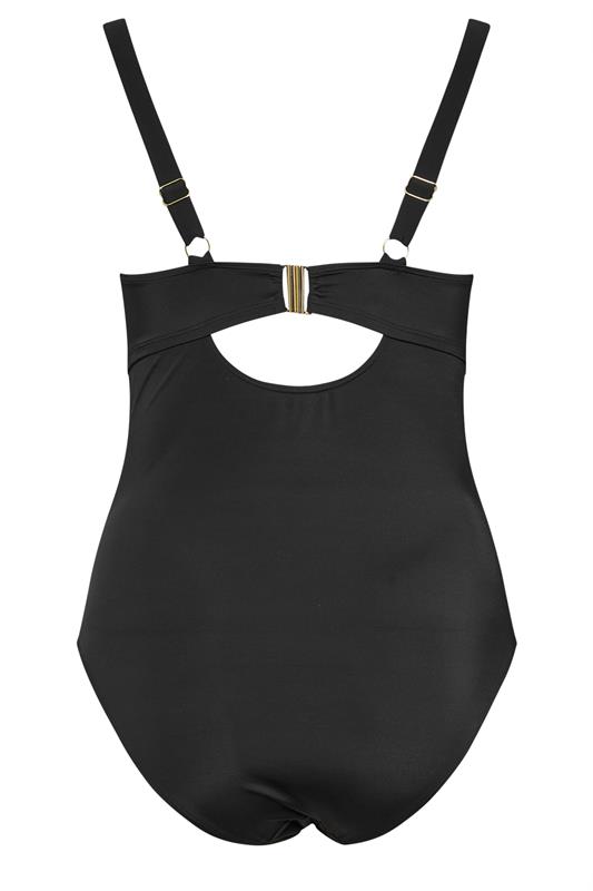 YOURS Plus Size Black Twist Front Premium Underwired Swimsuit | Yours Clothing 8