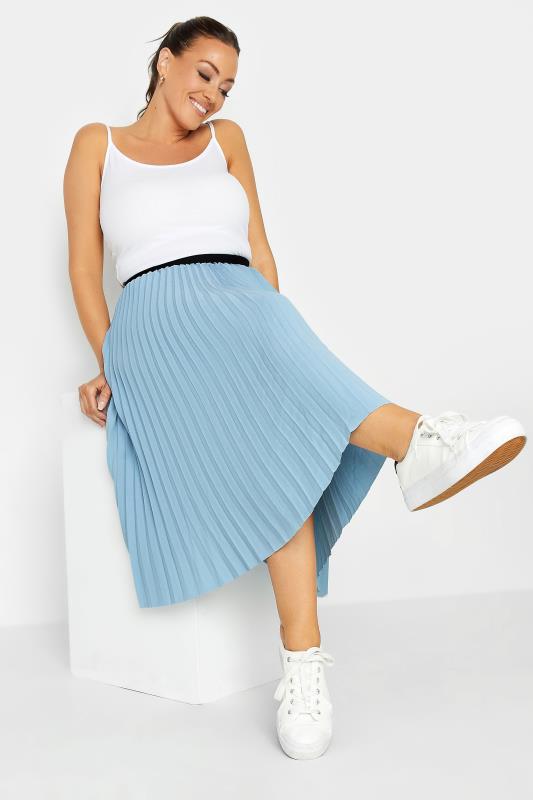 M&Co Blue Pleated Midi Skirt | M&Co 2
