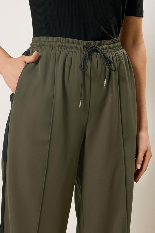 LTS Tall Women's Khaki Green Side Stripe Wide Leg Trousers | Long Tall Sally 4
