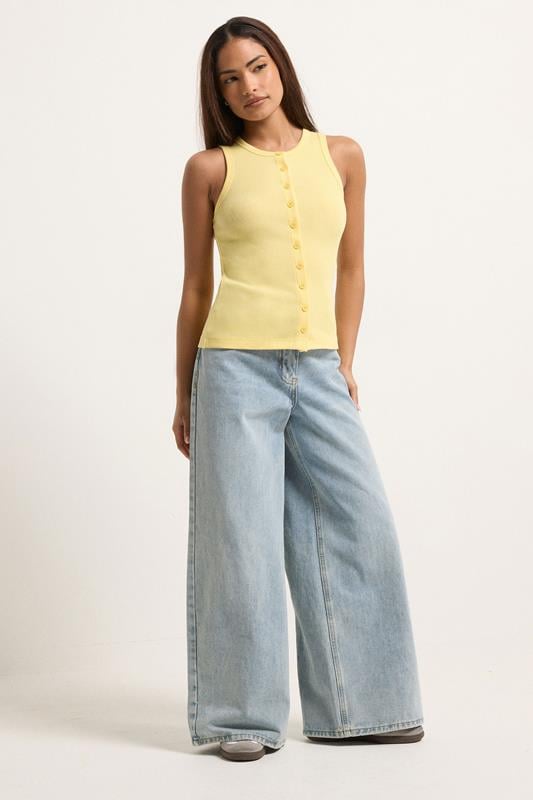 PixieGirl Petite 2 PACK Women's Chocolate Brown & Yellow Ribbed Cotton Vest Top | PixieGirl 5