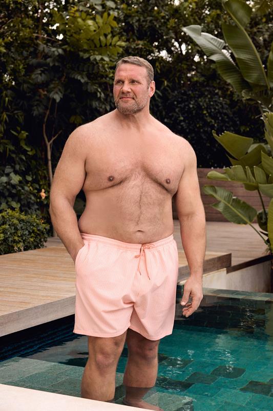 BadRhino Big & Tall Pink Stripe Seersucker Swim Shorts | BadRhino 1