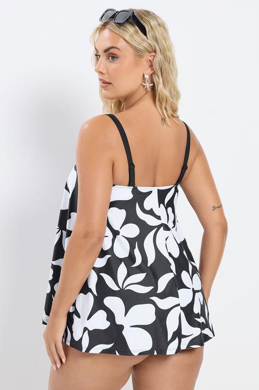 YOURS Plus Size Black Floral Print Tankini Top | Yours Clothing 4