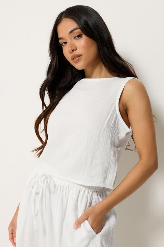 PixieGirl Petite White Cotton Cheesecloth Top