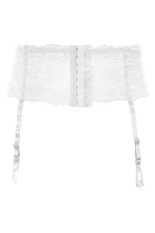 White Deep Lace Suspender Belt | Yours Clothing 4
