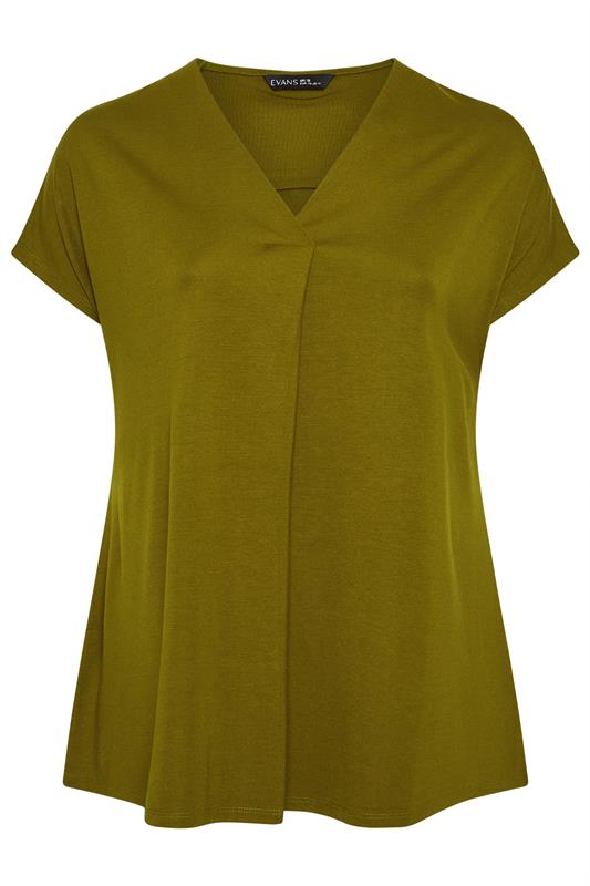 EVANS Curve Green Premium Jersey Pleat Swing Top 7