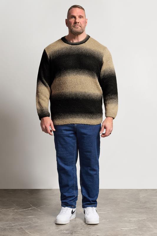 JACK & JONES Big & Tall Natural Brown Crew Neck Knit Jumper | BadRhino 1