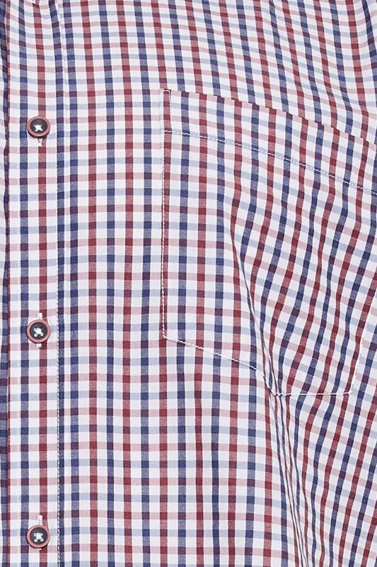 KAM Big & Tall Wine Red Short Sleeve Gingham Shirt | BadRhino 4