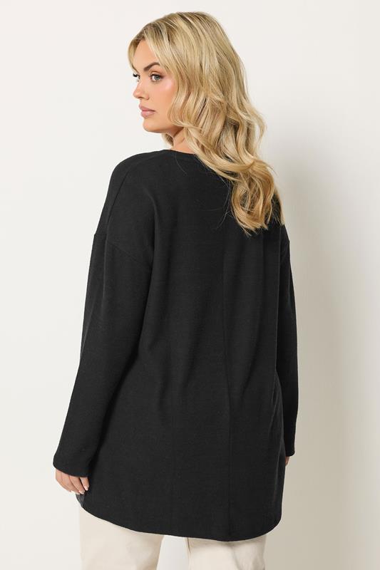 YOURS Plus Size Black Colourblock Soft Touch Top | Yours Clothing 2