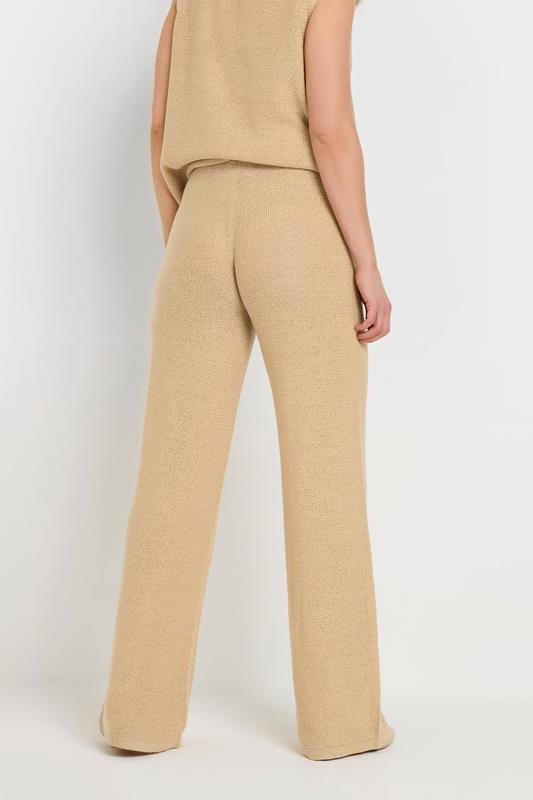 LTS Tall Natural Brown Knitted Wide Leg Trouser | Long Tall Sally 4