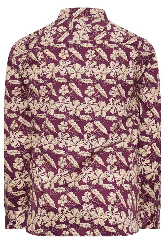 BadRhino Tailoring Big & Tall Burgundy Red Premium Leaf Print Long Sleeve Shirt | BadRhino 8