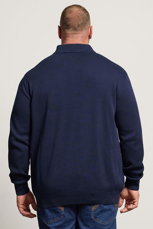 BadRhino Big & Tall Navy Blue Mock Shirt Milano Quarter Zip Jumper | BadRhino 2