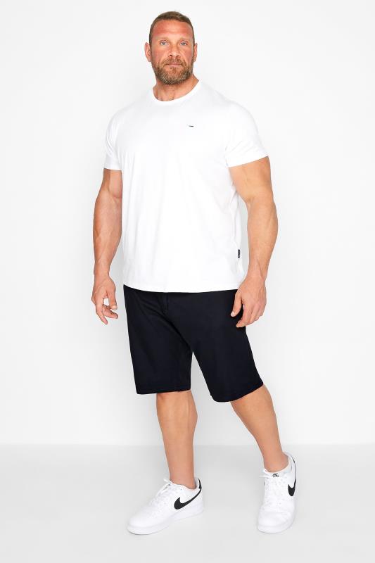 KAM Big & Tall Navy Blue Belted Oxford Shorts | BadRhino  1
