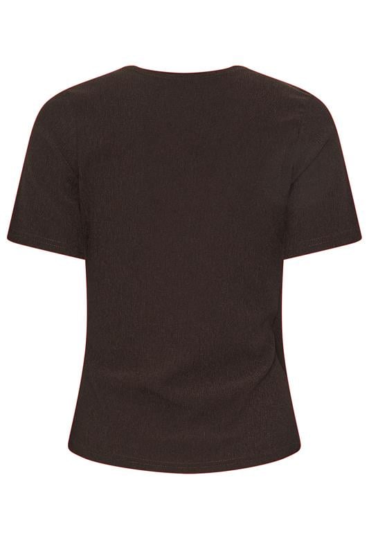 M&Co Petite Chocolate Brown Textured Wrap Top | M&Co 2