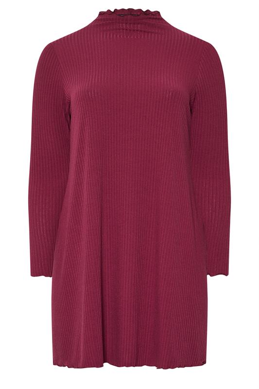 YOURS Plus Size Pink Lettuce Edge Tunic Dress | Yours Clothing 5