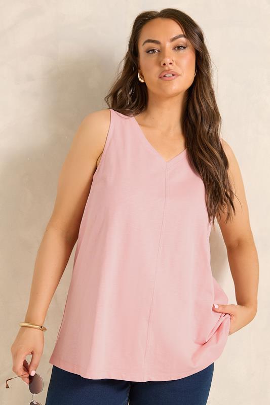 EVANS Plus Size Pink Premium Cotton Vest Top | Evans 1