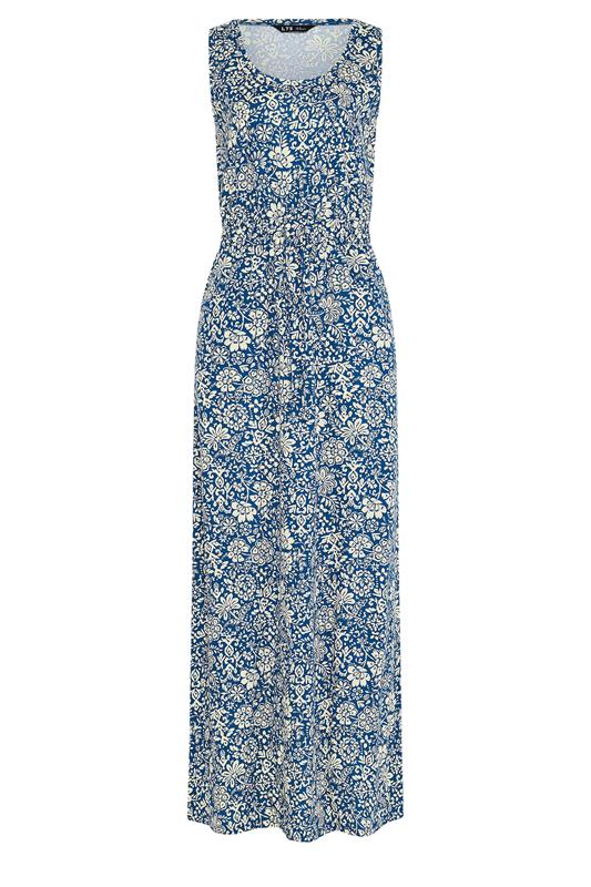 LTS Tall Women's Dark Blue Floral Tie Waist Cotton Maxi Dress | Long Tall Sally 5