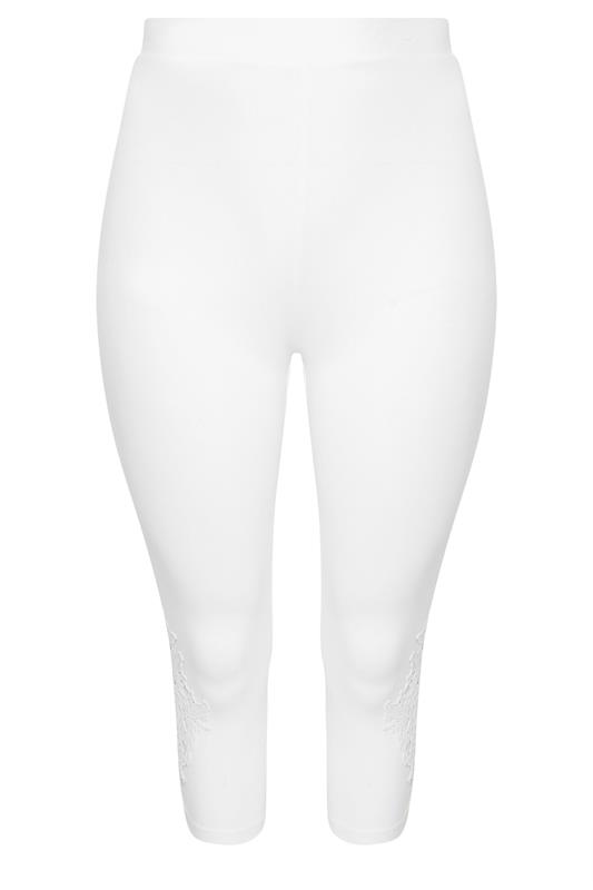 Plus Size White Lace Cropped Leggings | Yours Clothing 6