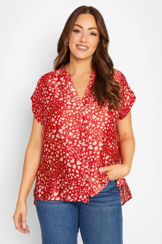 Women's  M&Co Red Heart Print Shirt