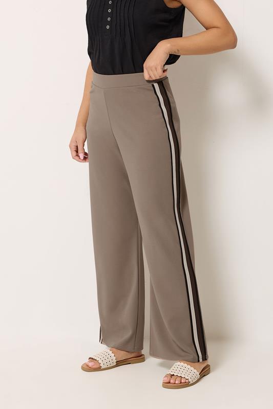  M&Co Petite Mocha Brown Side Stripe Trousers