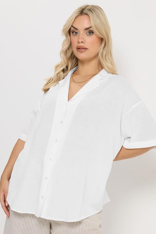 YOURS Plus Size White Linen Shirt | Yours Clothing 1