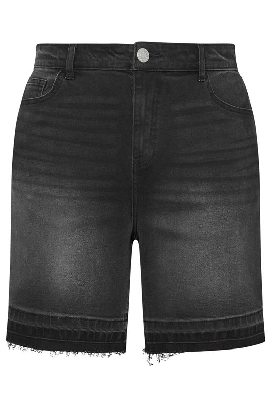 YOURS Plus Size Black Hem Detail Denim Shorts | Yours Clothing 5