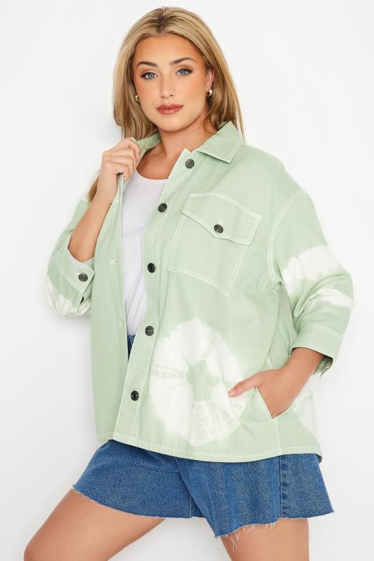 Plus Size Mint Green Tie Dye Denim Jacket | Yours Clothing 5
