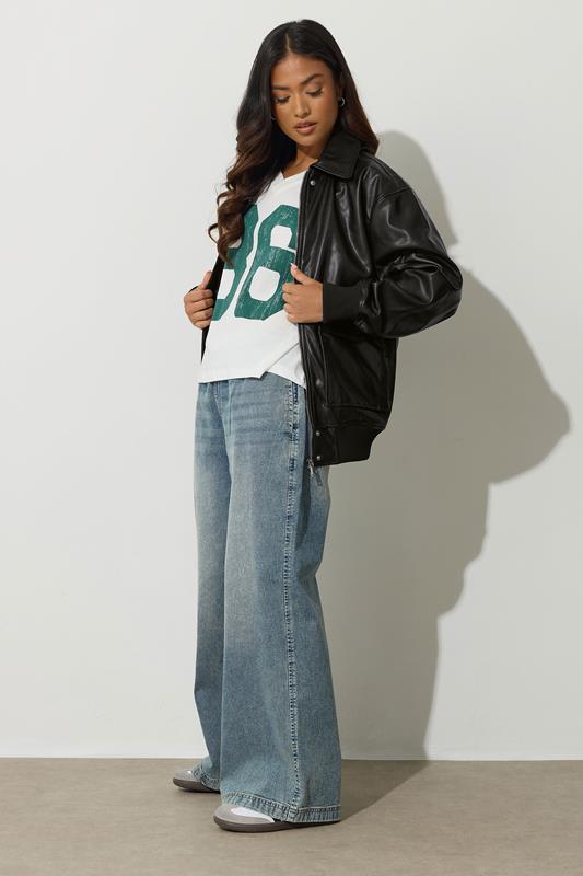 PixieGirl Petite Women's Black Faux Leather Pocket Trucker Jacket | PixieGirl 2