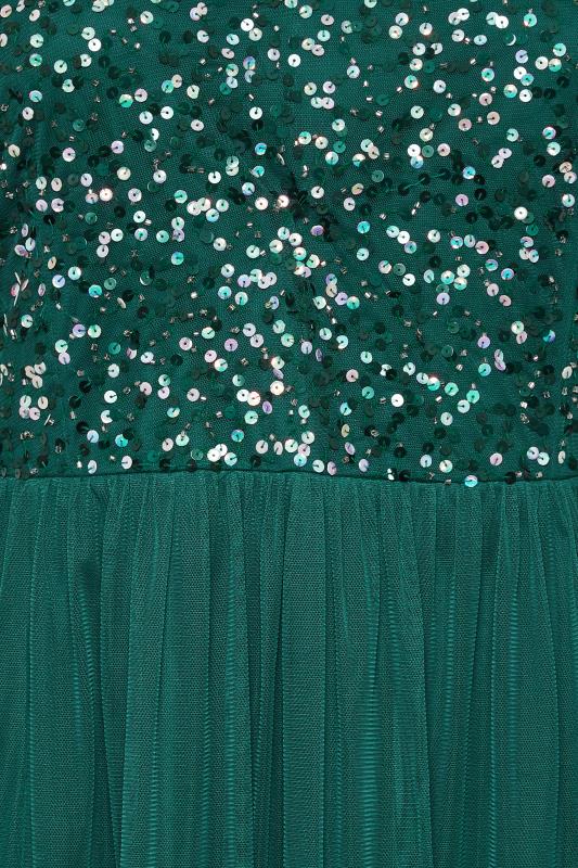 LUXE Plus Size Forest Green Sequin Hand Embellished Maxi Dress | Yours Clothing 5