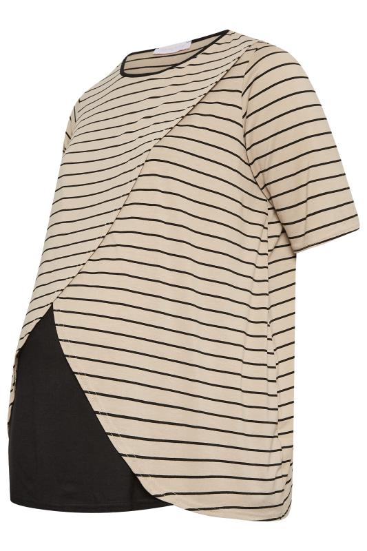 BUMP IT UP MATERNITY Curve Plus Size Beige Brown Stripe Print Nursing Top | Yours Clothing  6
