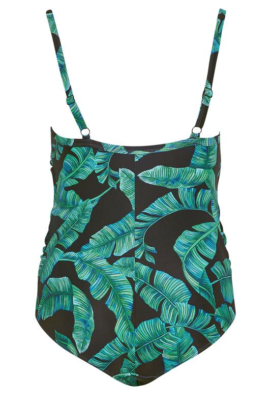 BUMP IT UP MATERNITY Plus Size Black Palm Leaf Swimsuit | Yours Clothing 8