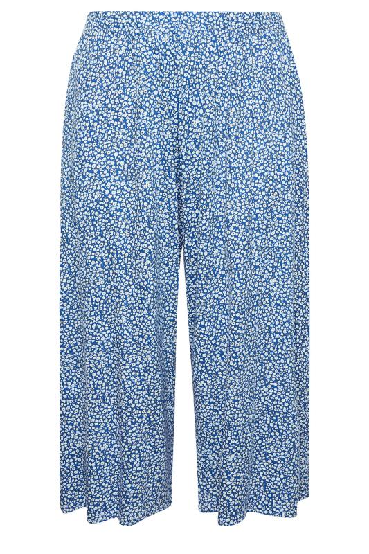 LIMITED COLLECTION Plus Size Blue Ditsy Print Extra Wide Leg Culottes | Yours Clothing  6