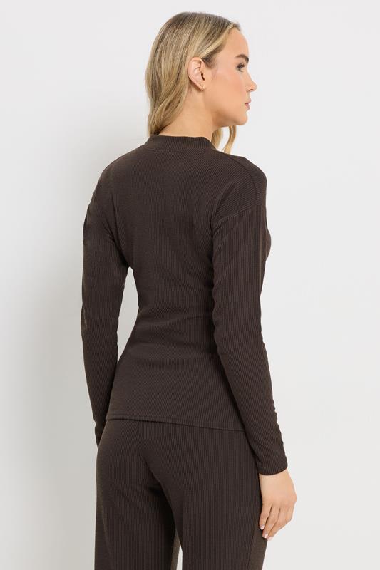 LTS Tall Women's Chocolate Brown Ribbed Cardigan | Long Tall Sally 3