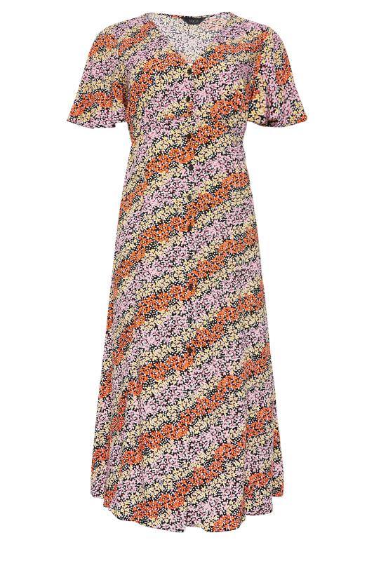 M&Co Orange Ditsy Floral Print Midi Button Through Tea Dress | M&Co  7