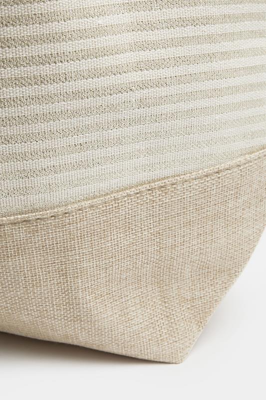 Brown & Gold Striped Rope Tote Bag | Yours Clothing 5