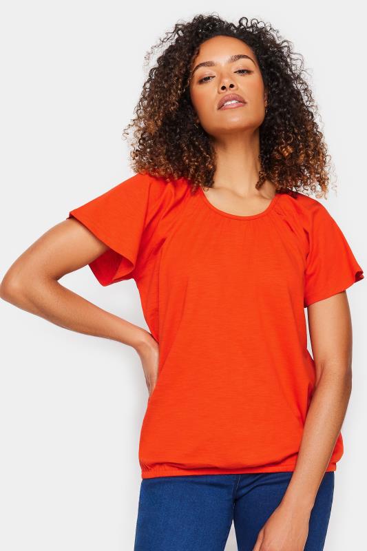 Women's  M&Co Tangerine Orange Cotton Boho Top