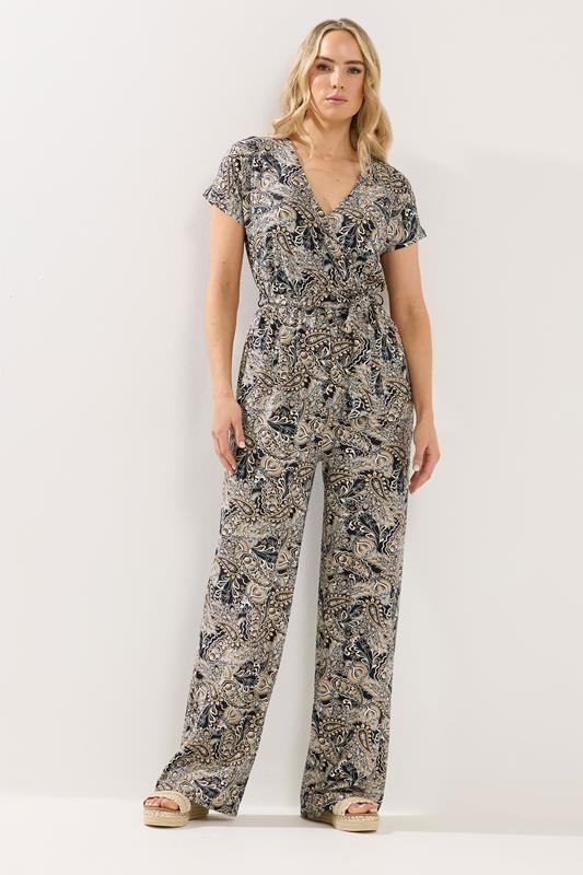 LTS Tall Black Paisley Wrap Jumpsuit