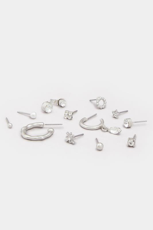 YOURSET 12 PACK Silver Tone Diamante Mixed Earring Set | Yours Clothing 4