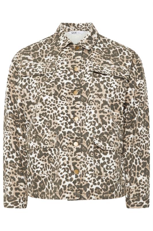 YOURS Plus Size Natural Brown Leopard Print Twill Jacket | Yours Clothing 5