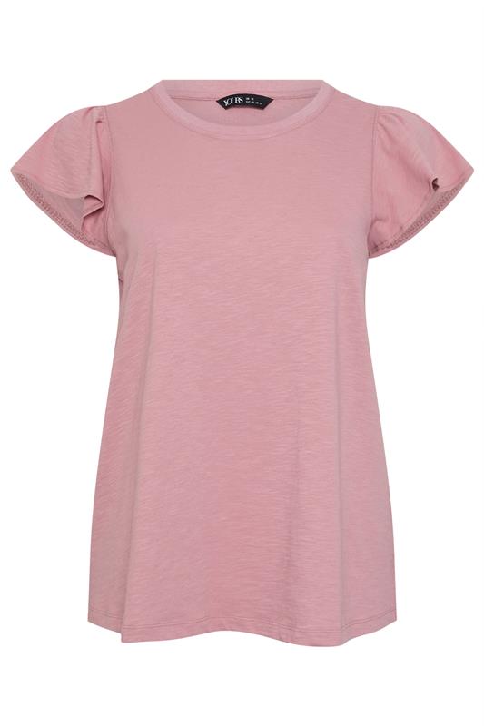 YOURS Plus Size Pink Frill Sleeve Top | Yours Clothing 5