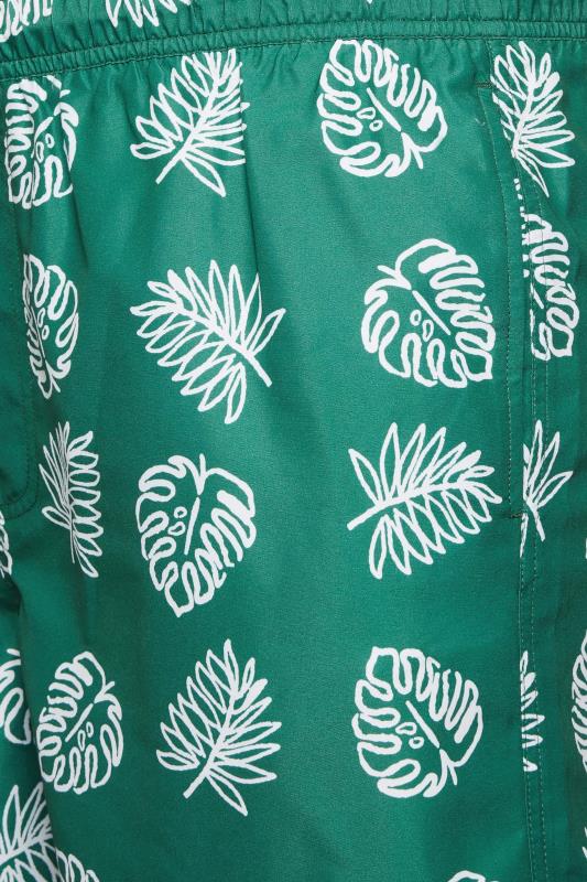 BadRhino Big & Tall Dark Green Leaf Print Swim Shorts | BadRhino 3