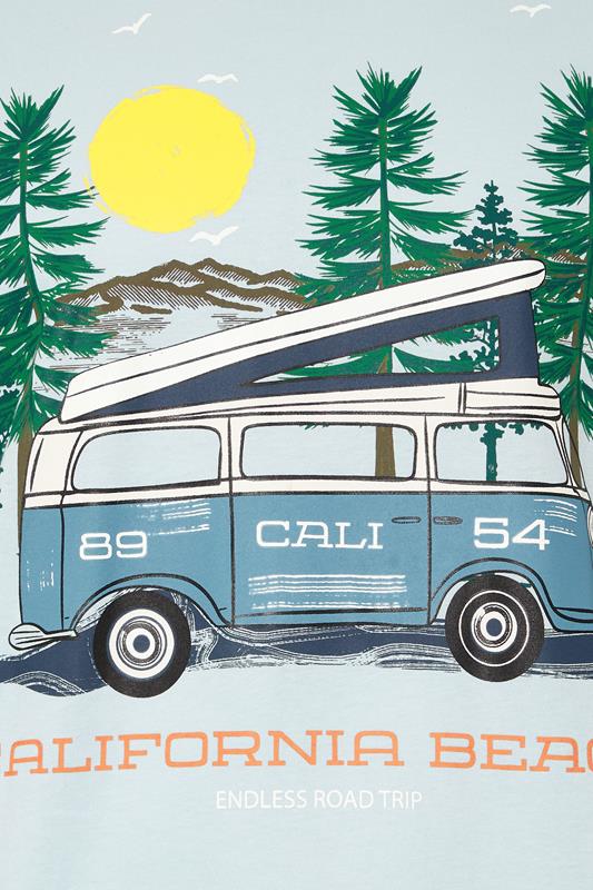 BadRhino Big & Tall Light Blue 'California Beach' Campervan T-Shirt | BadRhino 6