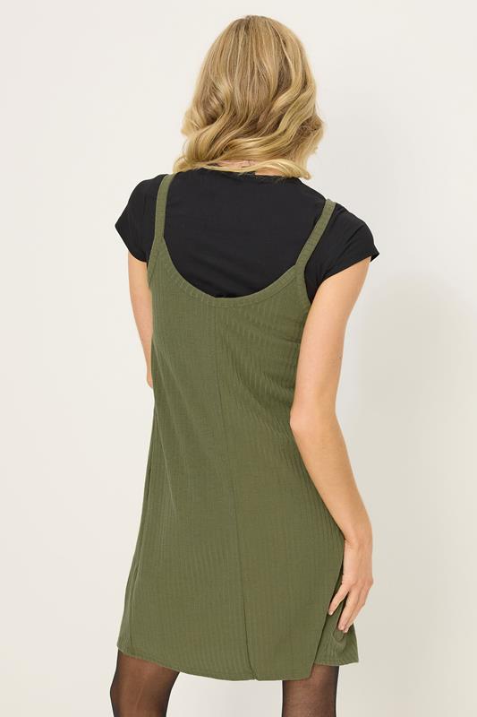 PixieGirl Petite Women's Khaki Green Button Front Sleeveless Dress | PixieGirl 2