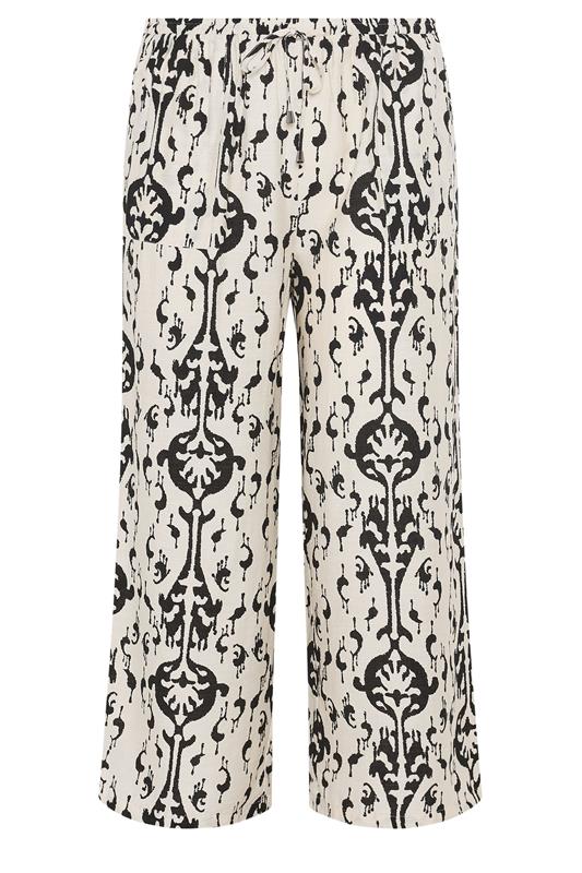 EVANS Plus Size White Abstract Print Wide Leg Trousers | Evans 6
