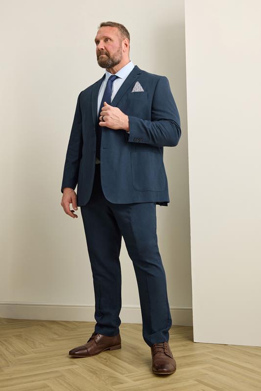 BadRhino Tailoring Big & Tall Navy Blue Linen Suit Jacket